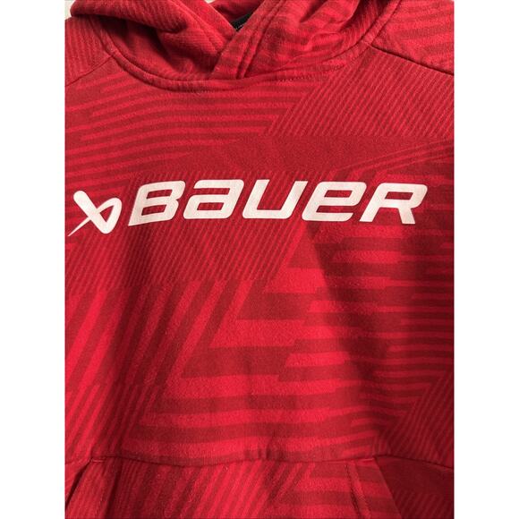 Bauer Hockey Hooded Sweatshirt with hood Red/White Youth Small GUC - Picture 3 of 6